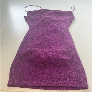 B. Smart Sz 3 Purple Sparkly Criss Cross Strap Stretchy Dress